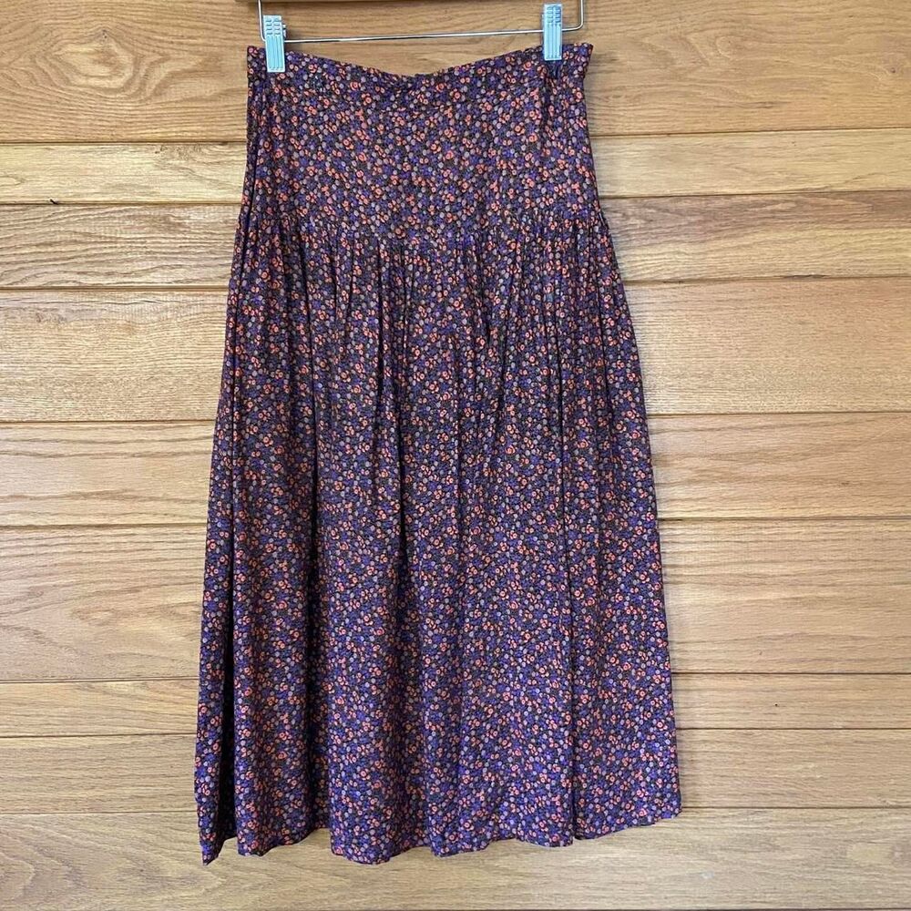 Vintage 70s disty floral drop waist midi skirt